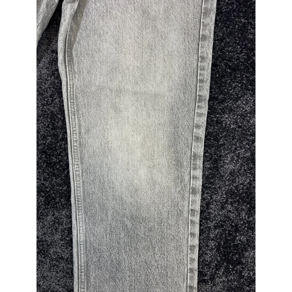 & Denim H&M 90s Straight Leg Ultra High Waist Jeans Size‎ 6 Gray Denim Acid Wash